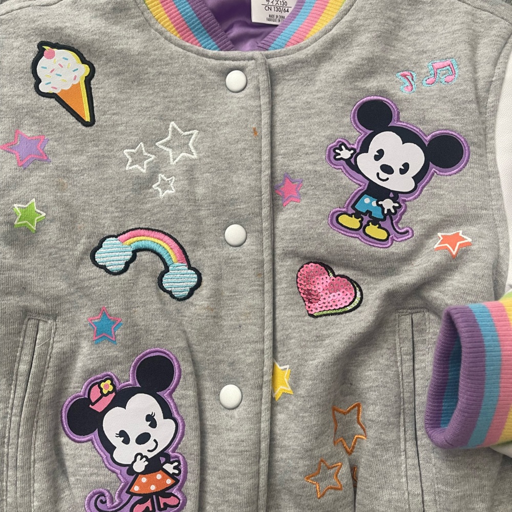 Disney Gray and White Rainbow-Trim Girls Bomber Jacket - Picture 2 of 2